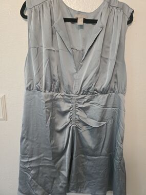 H&M Light Blue Satin Midi Dress